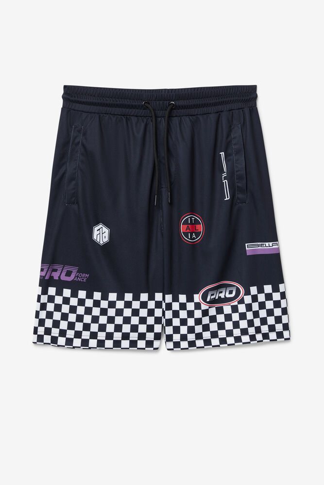 Fila Shorts Mens Black - Exzone Checkered - Philippines 1953680-DC